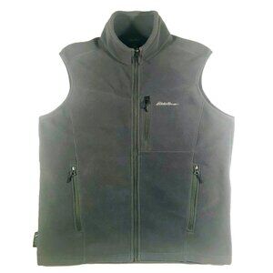 Eddie Bauer Men's Fleece Vest Full Zip With 3 Zip Pockets Gray Size M, EUC